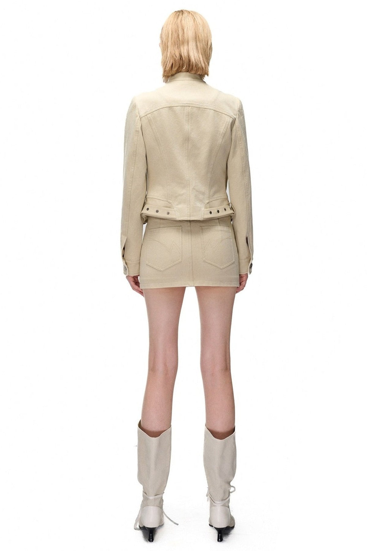 Storm Rider Washed Khaki PU Patchwork Jacket