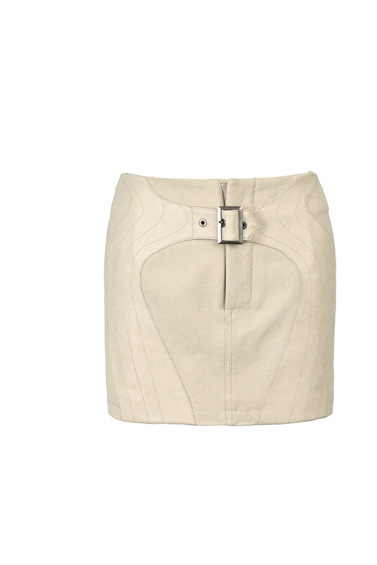 Storm Rider Pu Patchwork Khaki Skirt