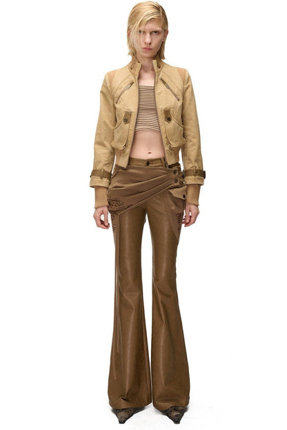 Washed Distressed Patchwork Short Jacket