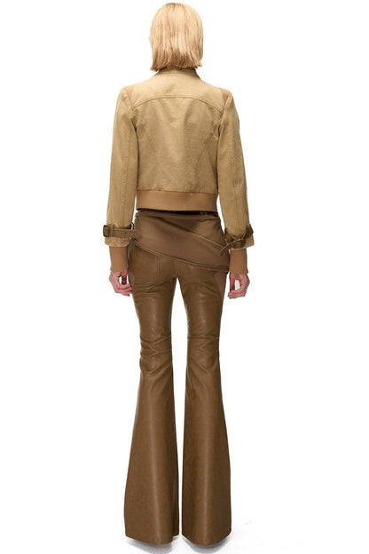 Washed Distressed Patchwork Short Jacket