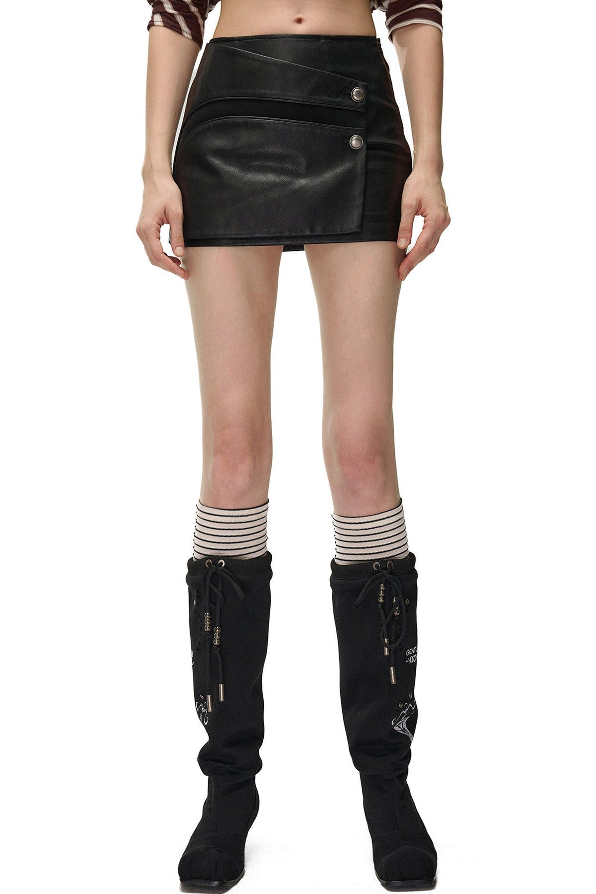 High-Cut Spliced PU Skirt