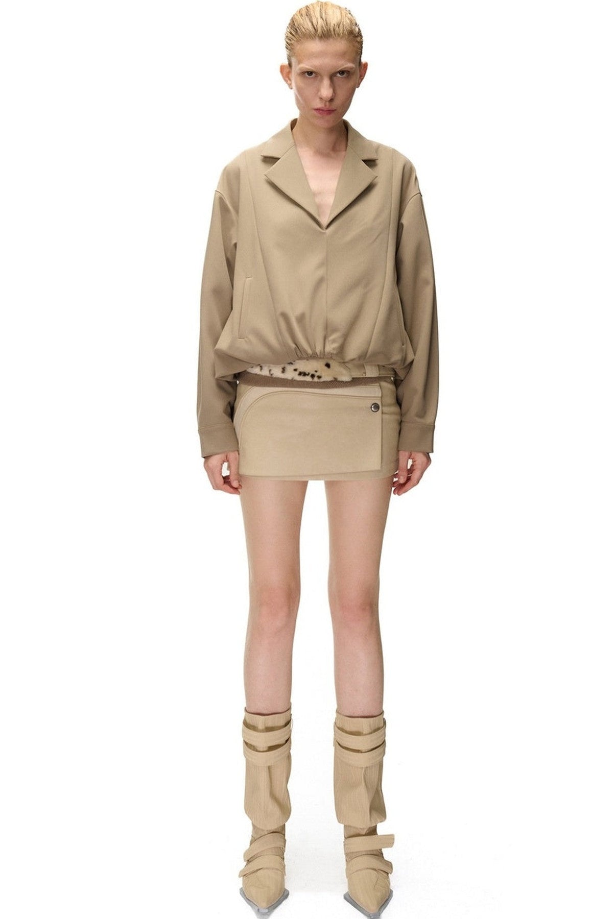 High-Cut Spliced PU Skirt
