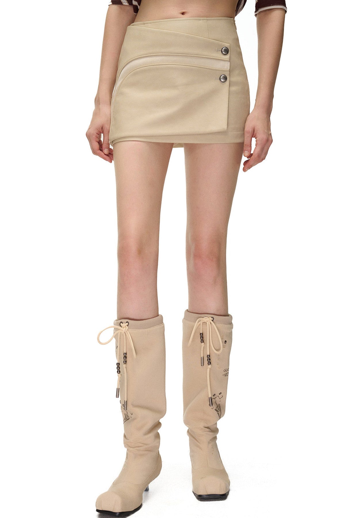 High-Cut Spliced PU Skirt
