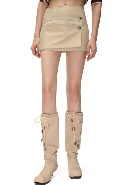 High-Cut Spliced PU Skirt