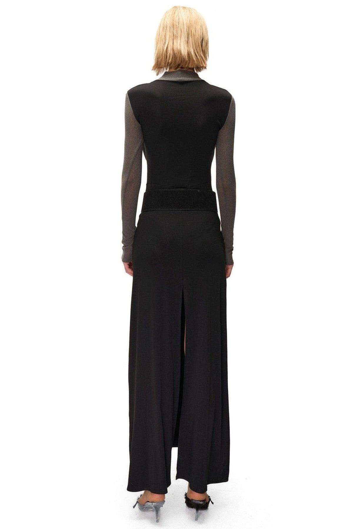 High-Elastic Spliced Pleated Long Dress