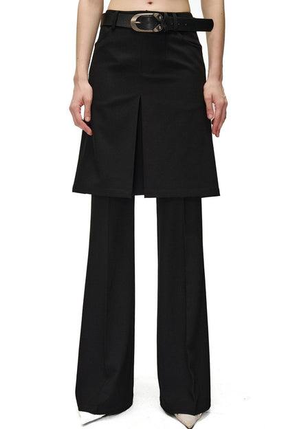Wide-Leg Suit Slit Skirt Pants