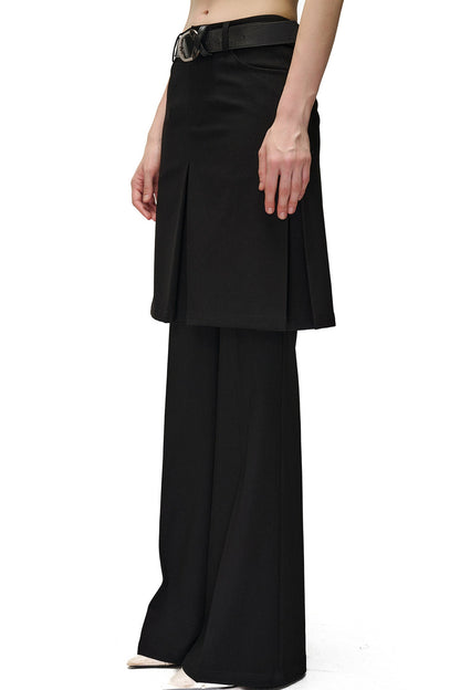 Wide-Leg Suit Slit Skirt Pants