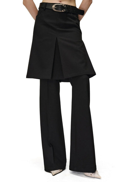 Wide-Leg Suit Slit Skirt Pants