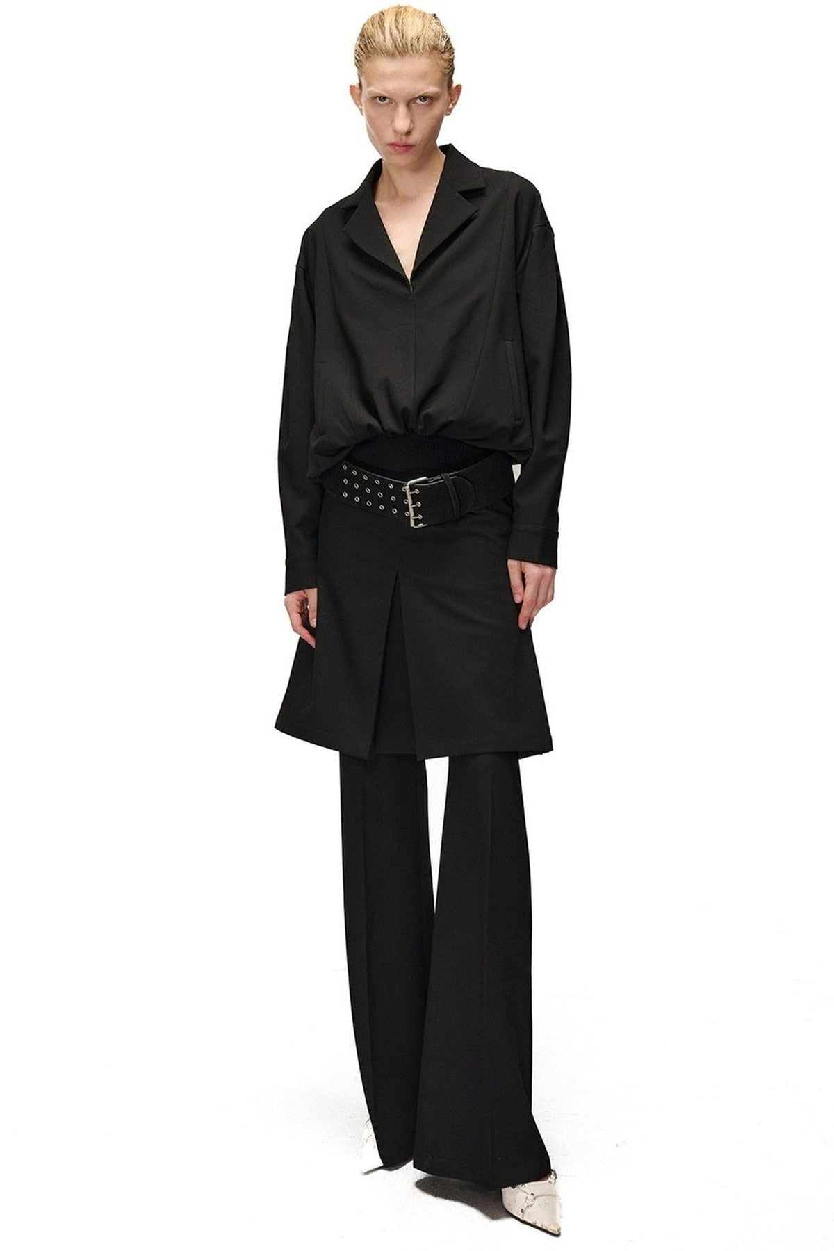 Wide-Leg Suit Slit Skirt Pants