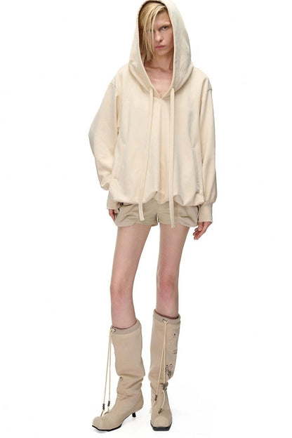 Bubble Cloud Floral-Shaped Loose-Fitting Pockets Hoodie