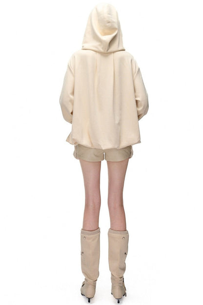 Bubble Cloud Floral-Shaped Loose-Fitting Pockets Hoodie
