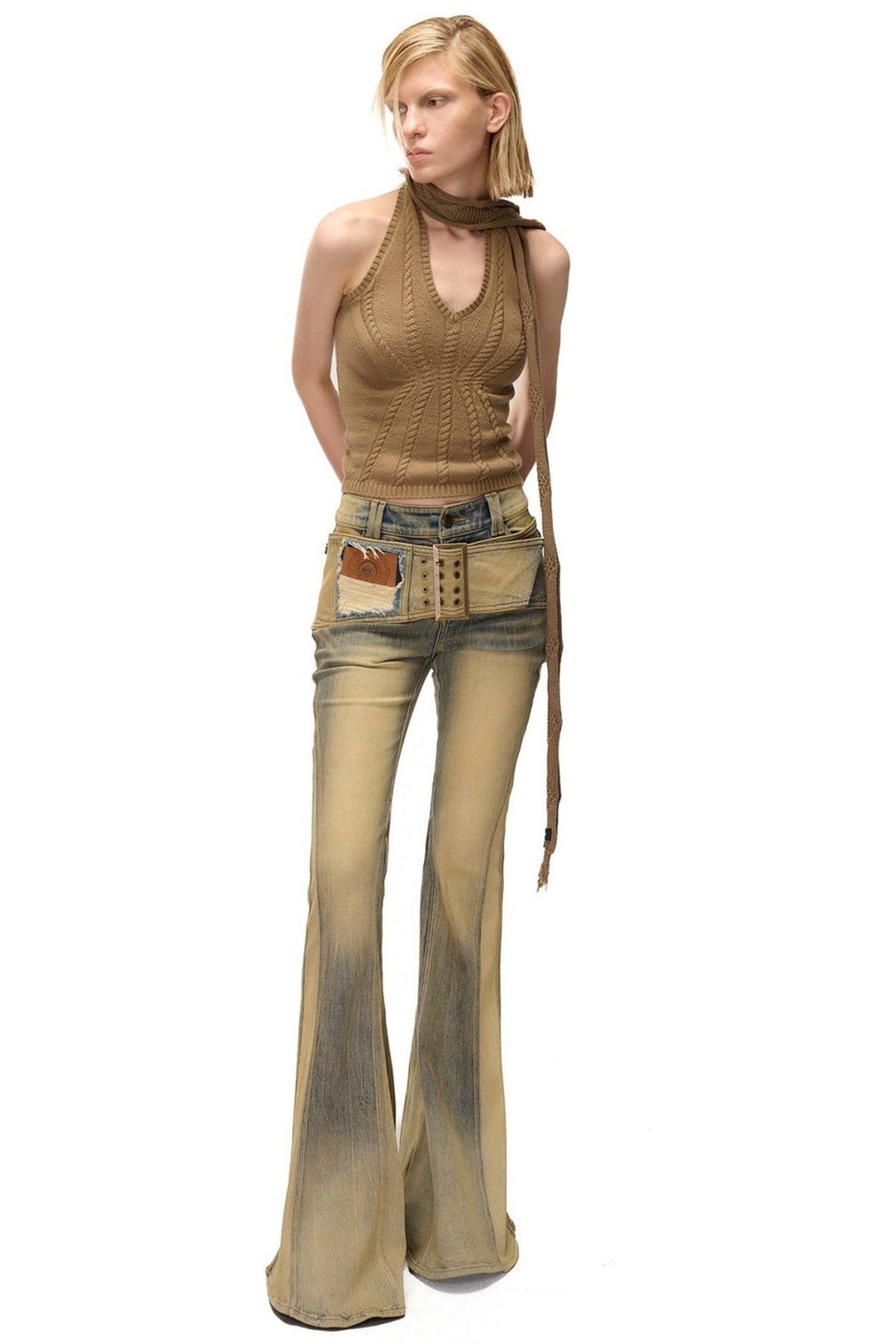 Layered-Look Knit Halter Camisole