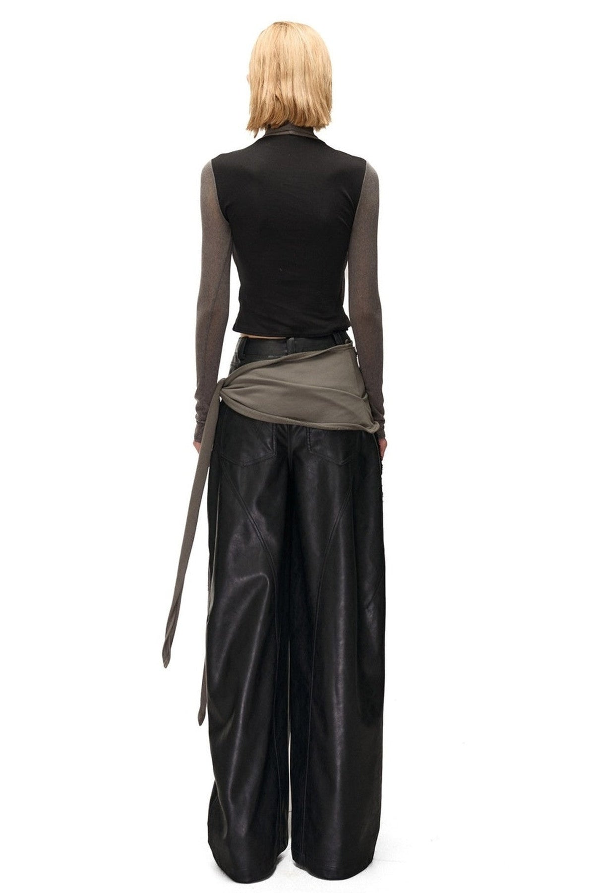 Layered-Look Swing Collar Off-Shoulder T-Shirt