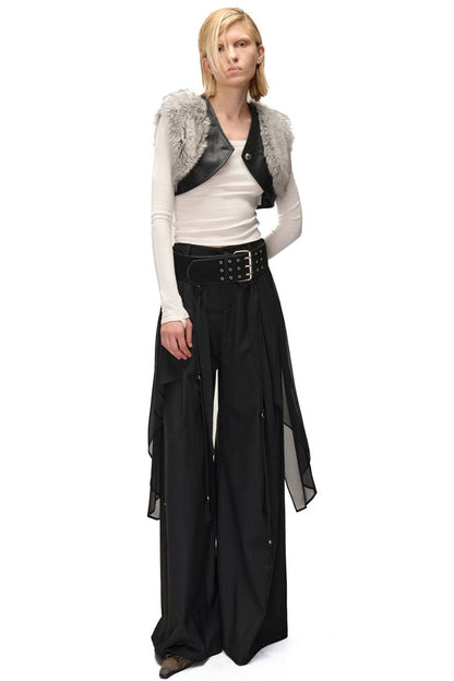 Layered Patchwork Fur Trim Vest