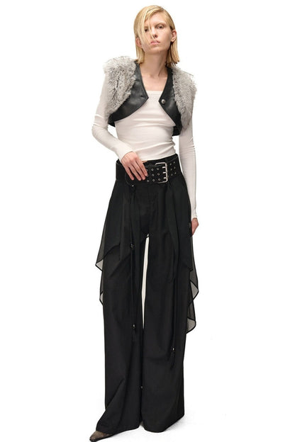 Layered Patchwork Fur Trim Vest