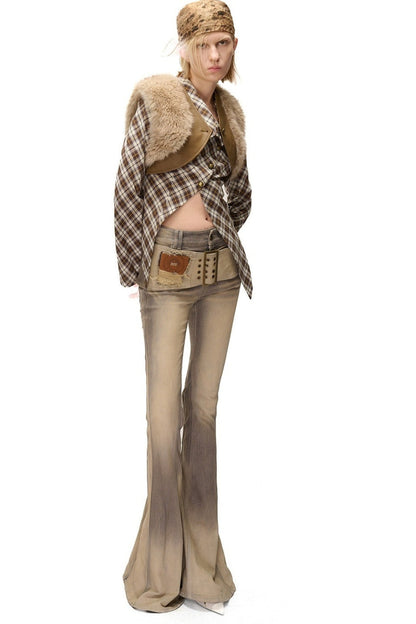 Layered Patchwork Fur Trim Vest