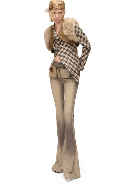 Layered Patchwork Fur Trim Vest