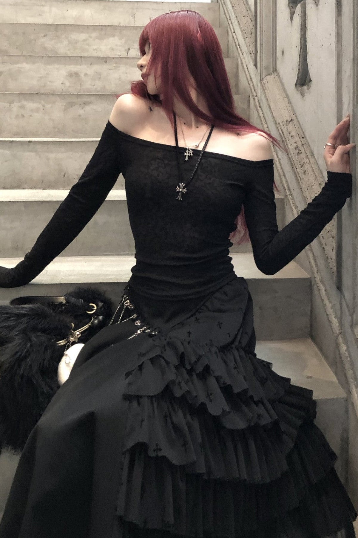 Lace Feather Bolero And Camisole Set-Up