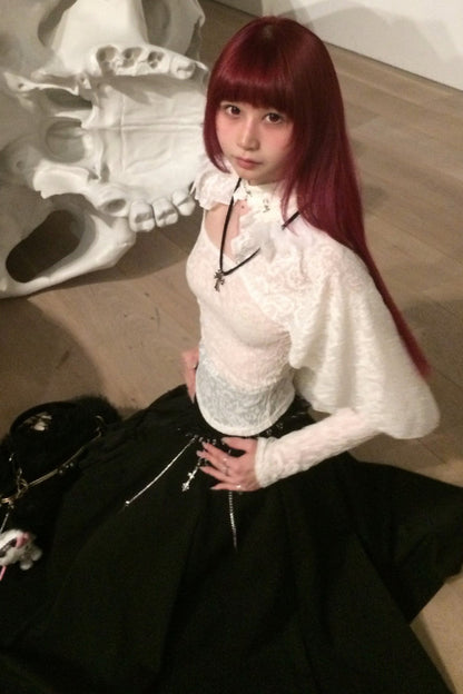 Lace Feather Bolero And Camisole Set-Up