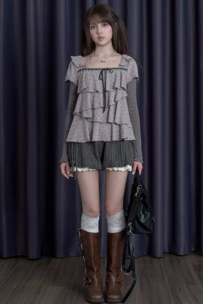 Soft Cable Knit Lantern Shorts