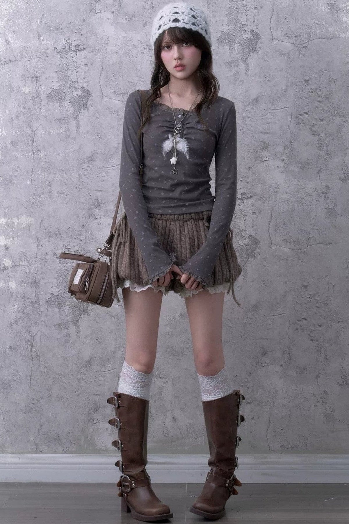 Soft Cable Knit Lantern Shorts