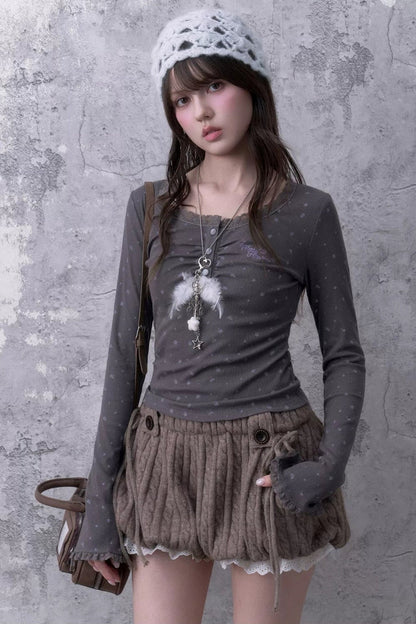 Soft Cable Knit Lantern Shorts