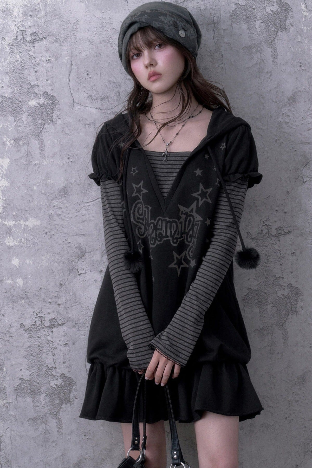 Loose Floral Hooded Sweatshirt Dress