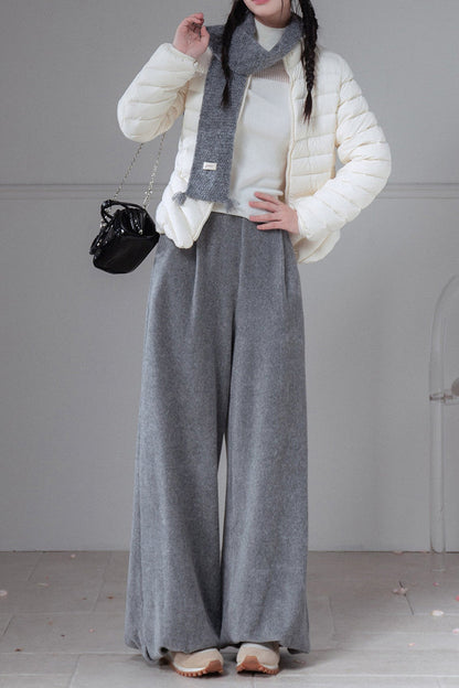 Vertical Ribbed Texture Lantern Pants