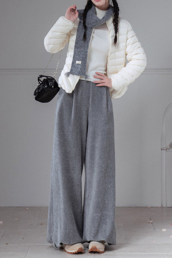 Vertical Ribbed Texture Lantern Pants