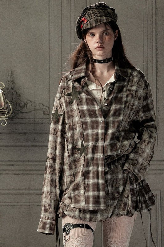 Coffee-Colored Plaid Shirt