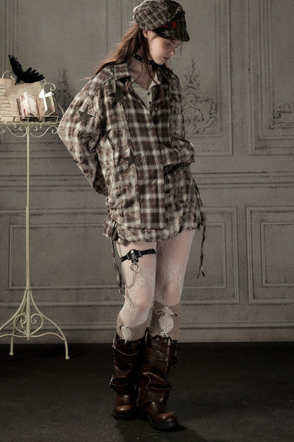 Coffee-Colored Plaid Shirt