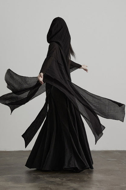 Oversized Detachable Wide Sleeve Hooded Jacket
