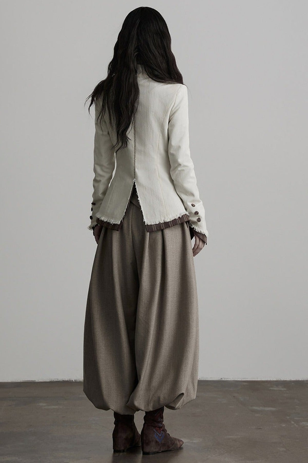 Striped Deconstructed Folded Waist Lantern Pants