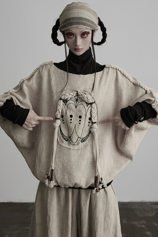 Loose-Fit High-Neck Batwing Sweatshirt