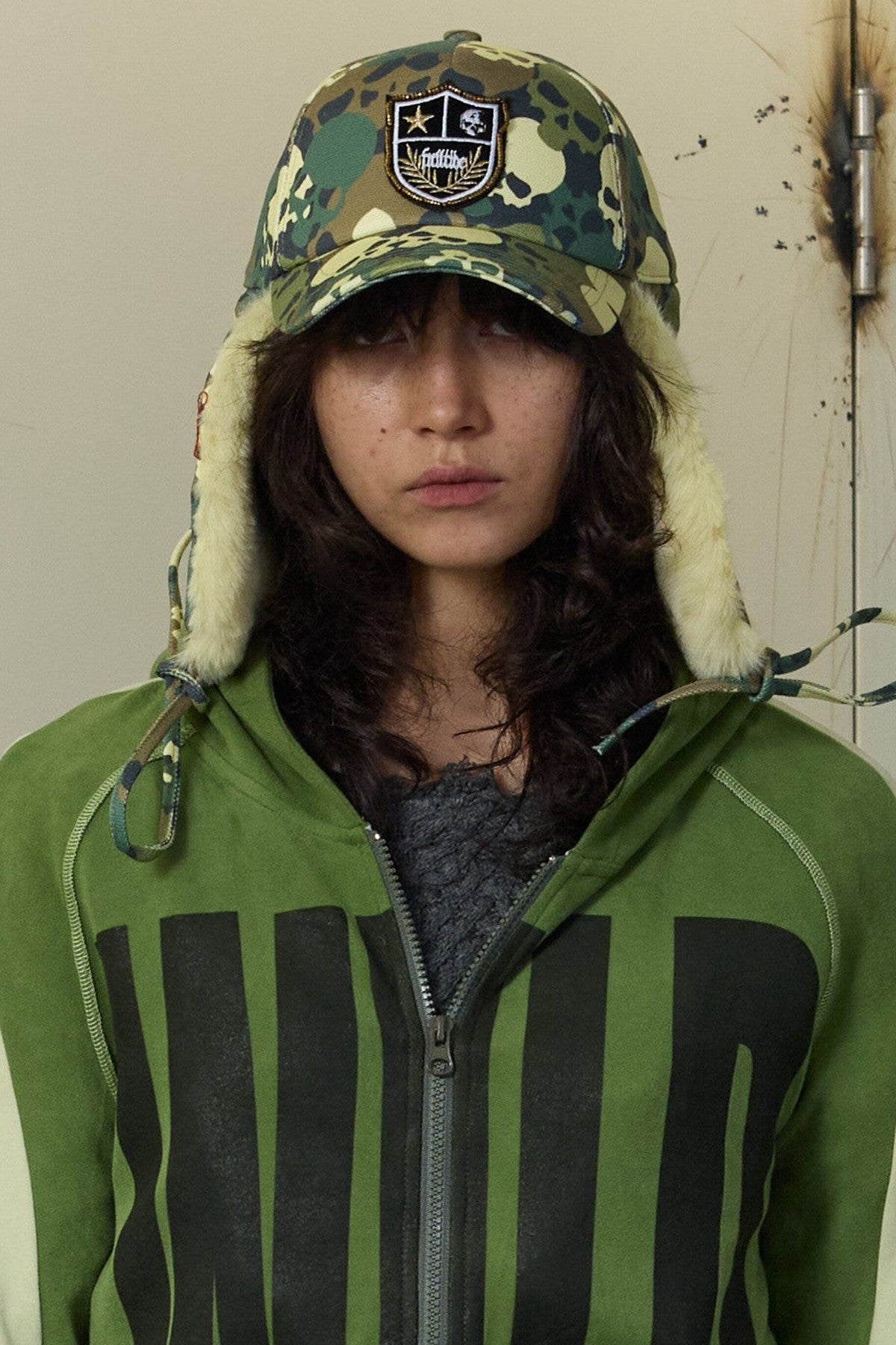 Camouflage Fur Earflap Baseball Cap