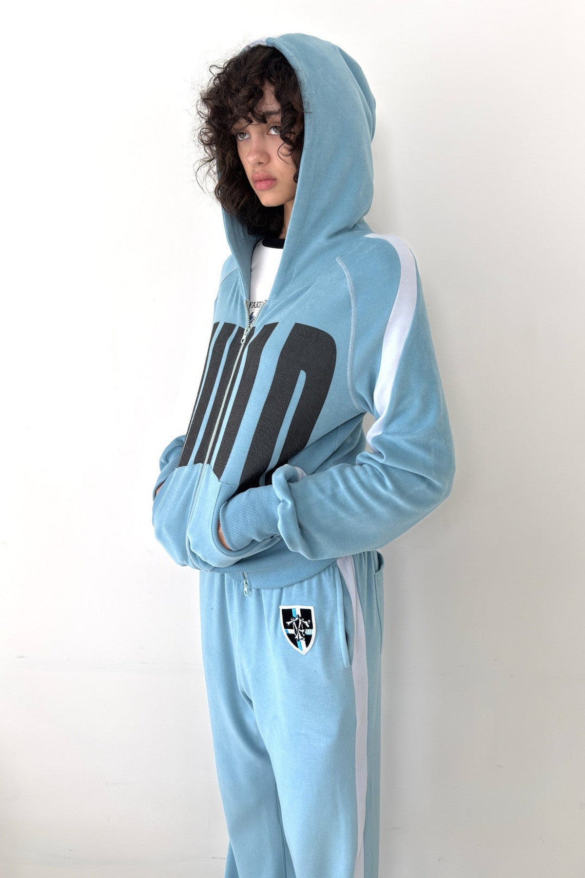 Letter Print Color-Block Hooded Jacket