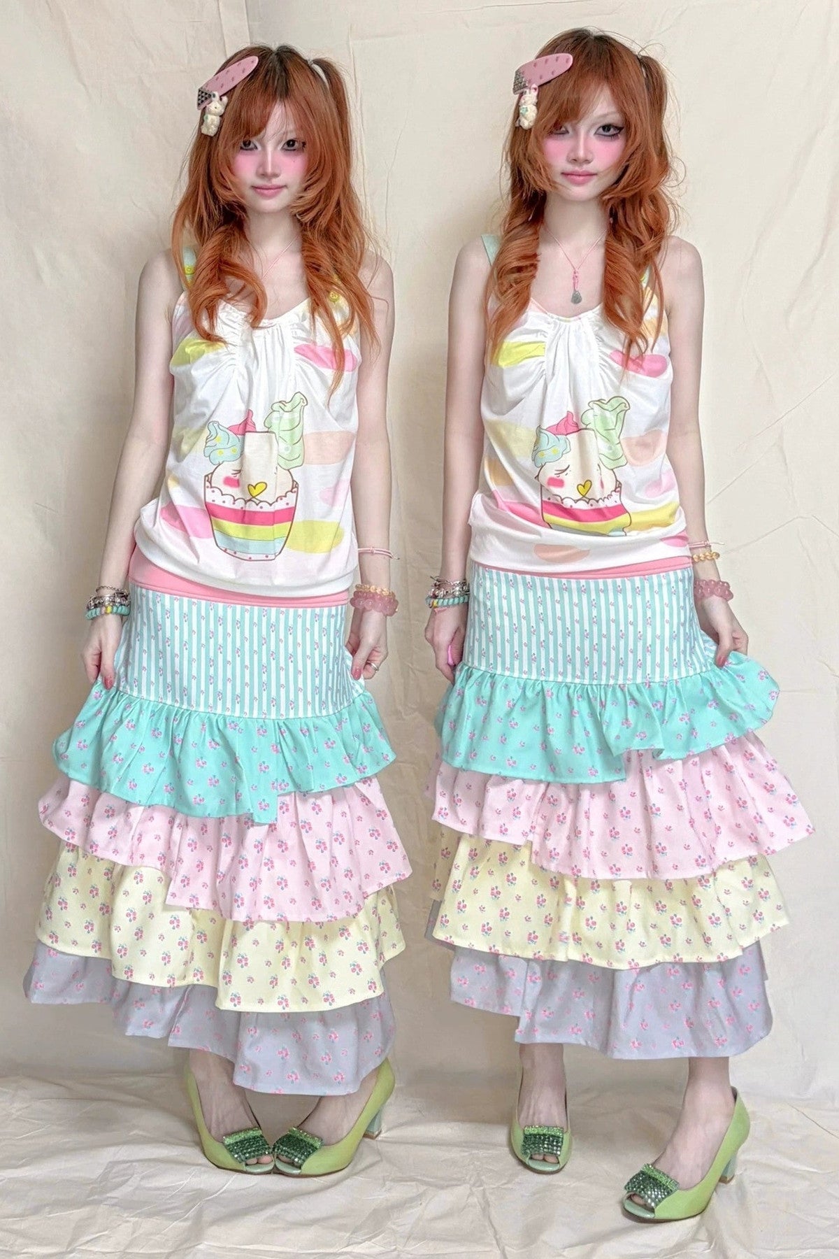 Multi-Layered Irregular Floral Skirt