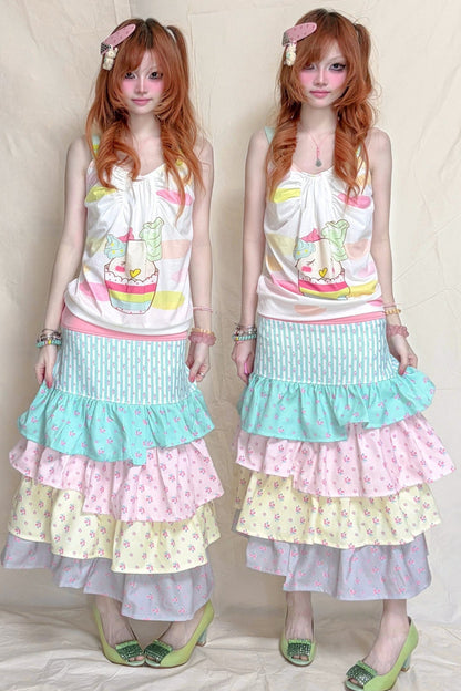 Candy Cupcake Button Shoulder Camisole