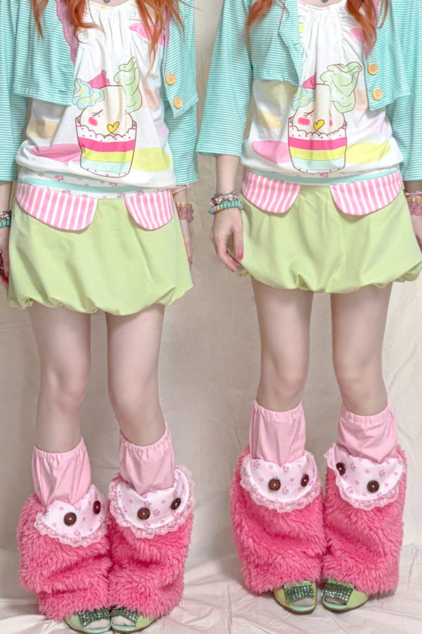 Striped Patchwork Bud-Shaped Low-Waist Skirt