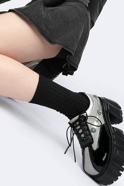 Cyberpunk Silver Chunky Platform Shoes