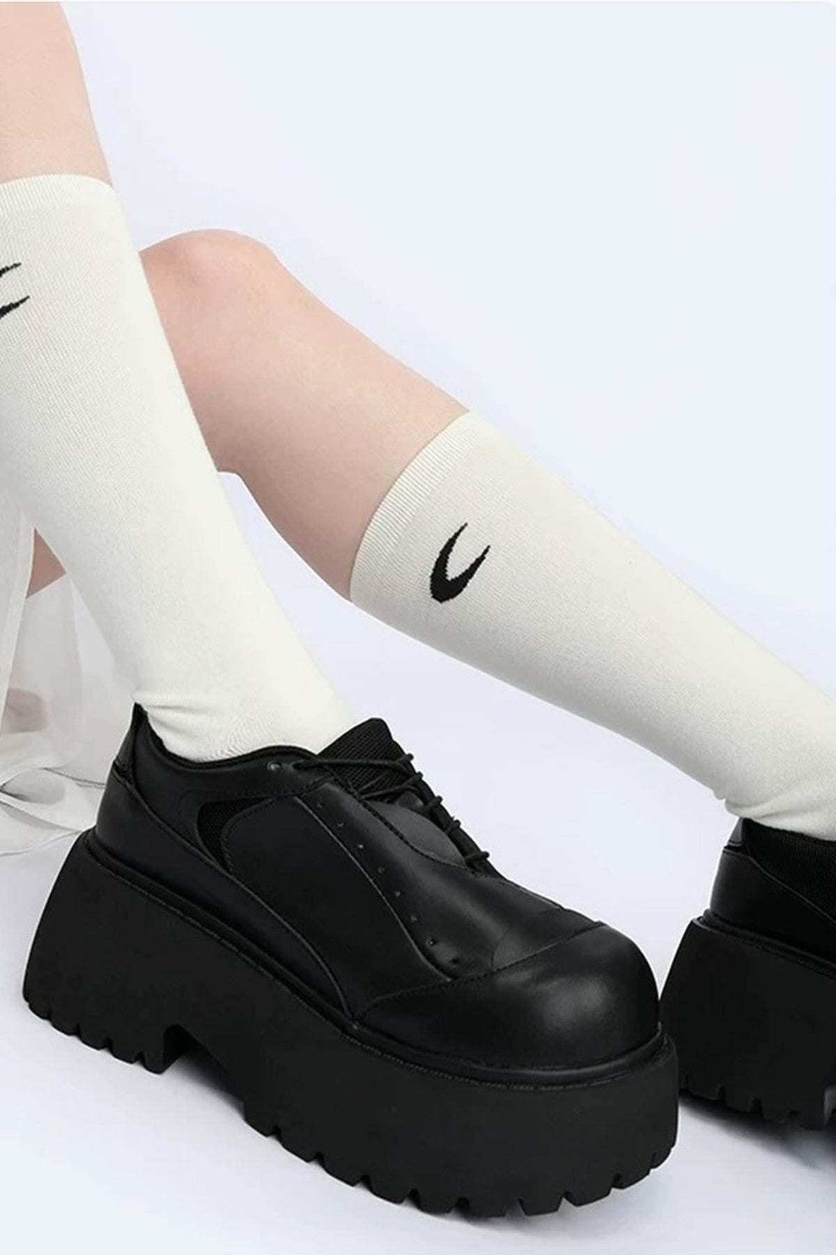 Dark Punk Thick-Soled Leather Shoes