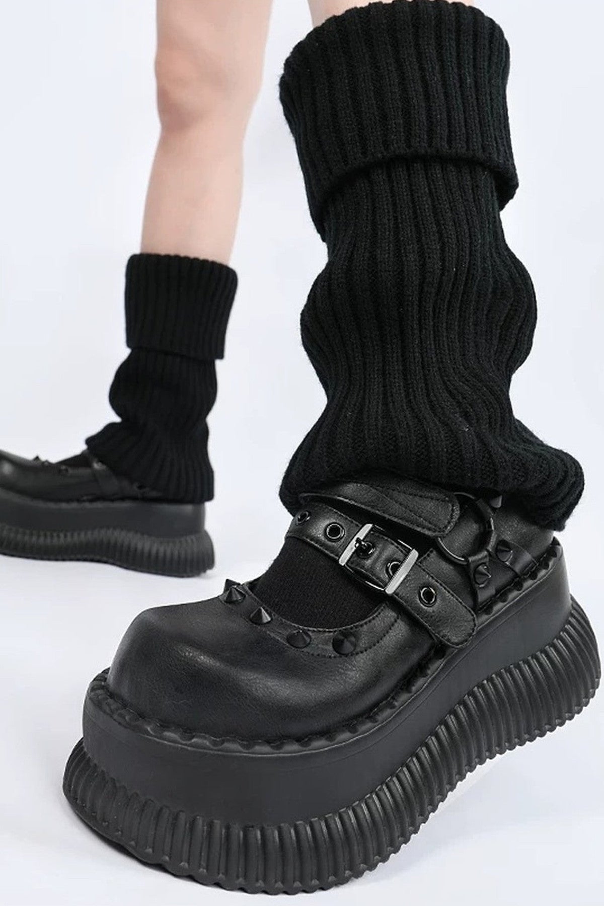 Studded 7cm Height-Increasing Platform Mary Jane Shoes