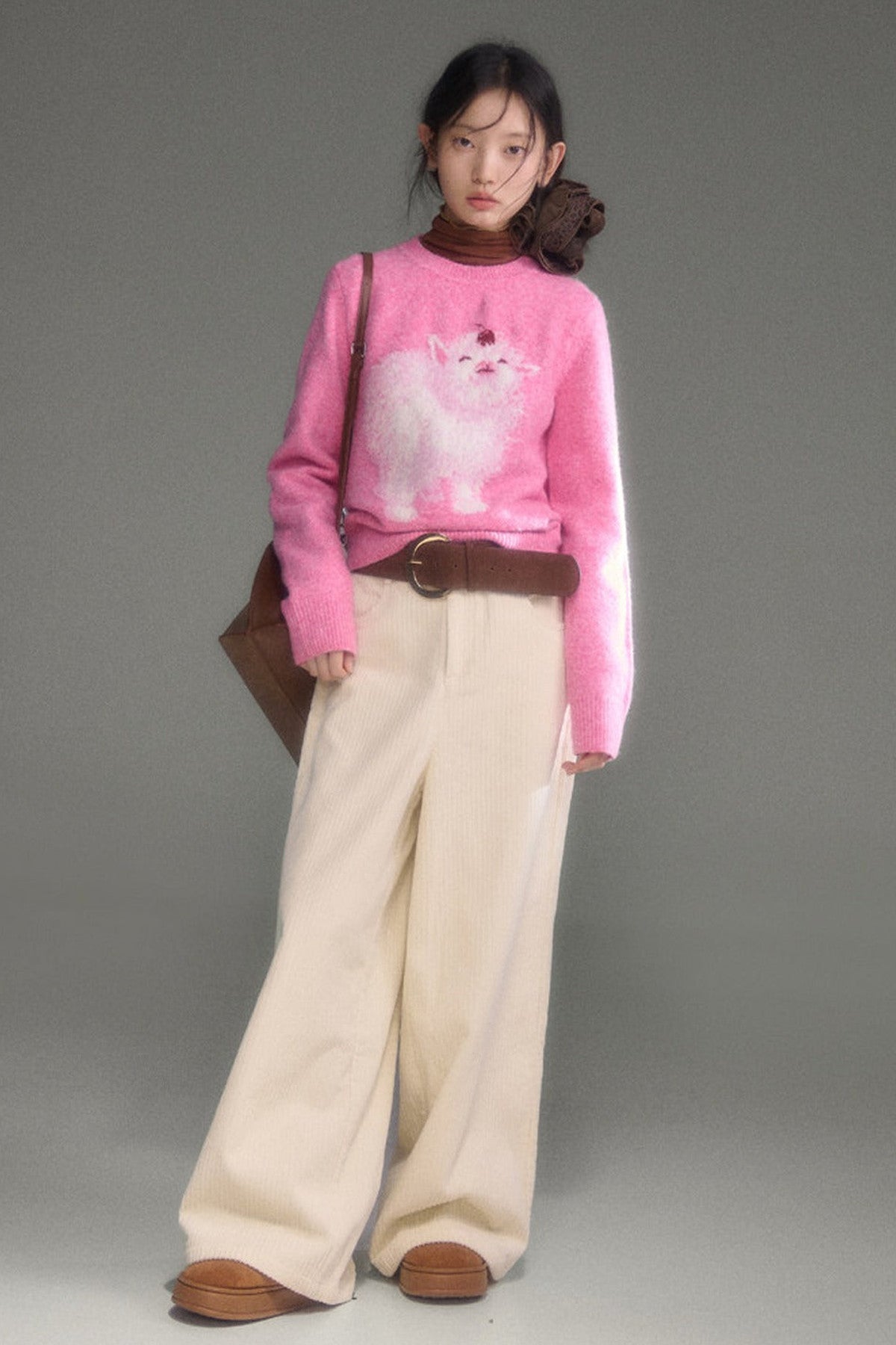 Cherry Lamb Jacquard Wool Blend Sweater