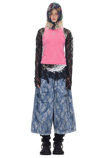 Graffiti Butterfly Cat Digital Mesh Headscarf