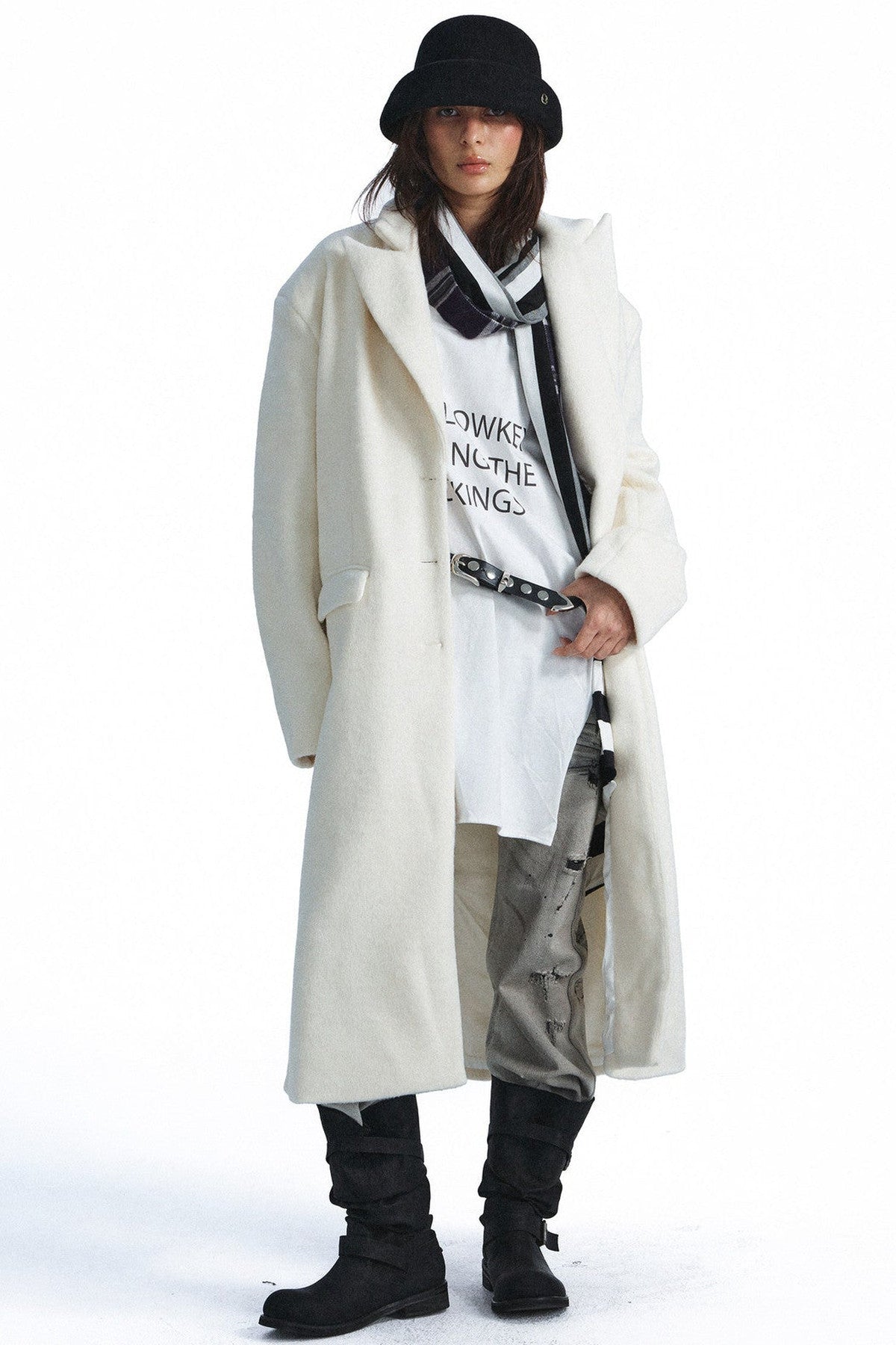Double-Sided Wool Silhouette Lapel Coat
