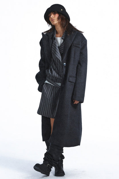 Double-Sided Wool Silhouette Lapel Coat
