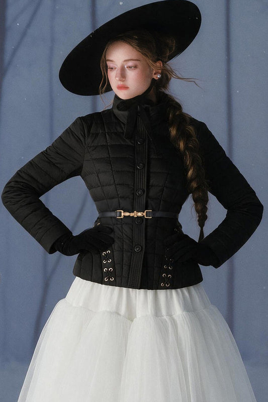 French Retro Stand Collar Short Down Jacket