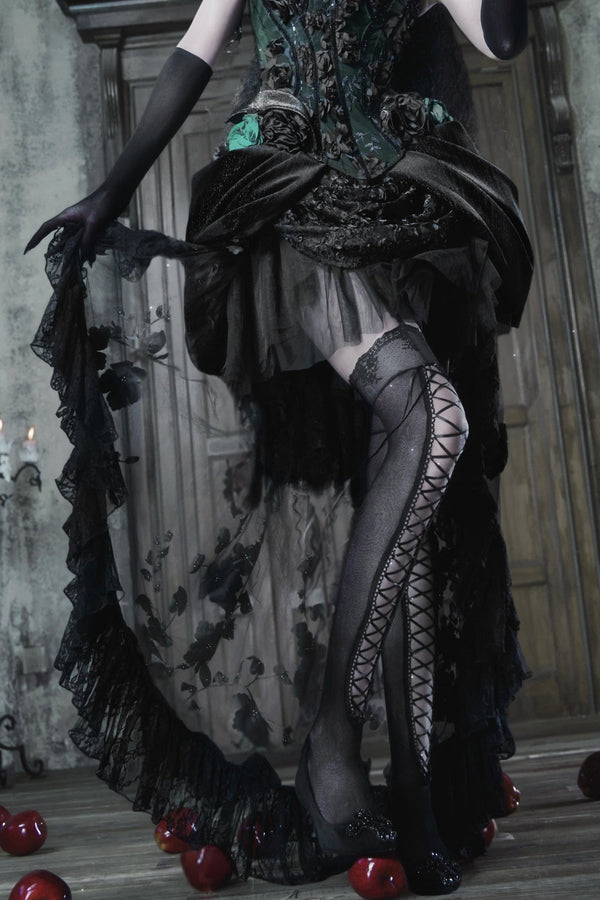 Gothic Embroidered Velvet Tail Skirt