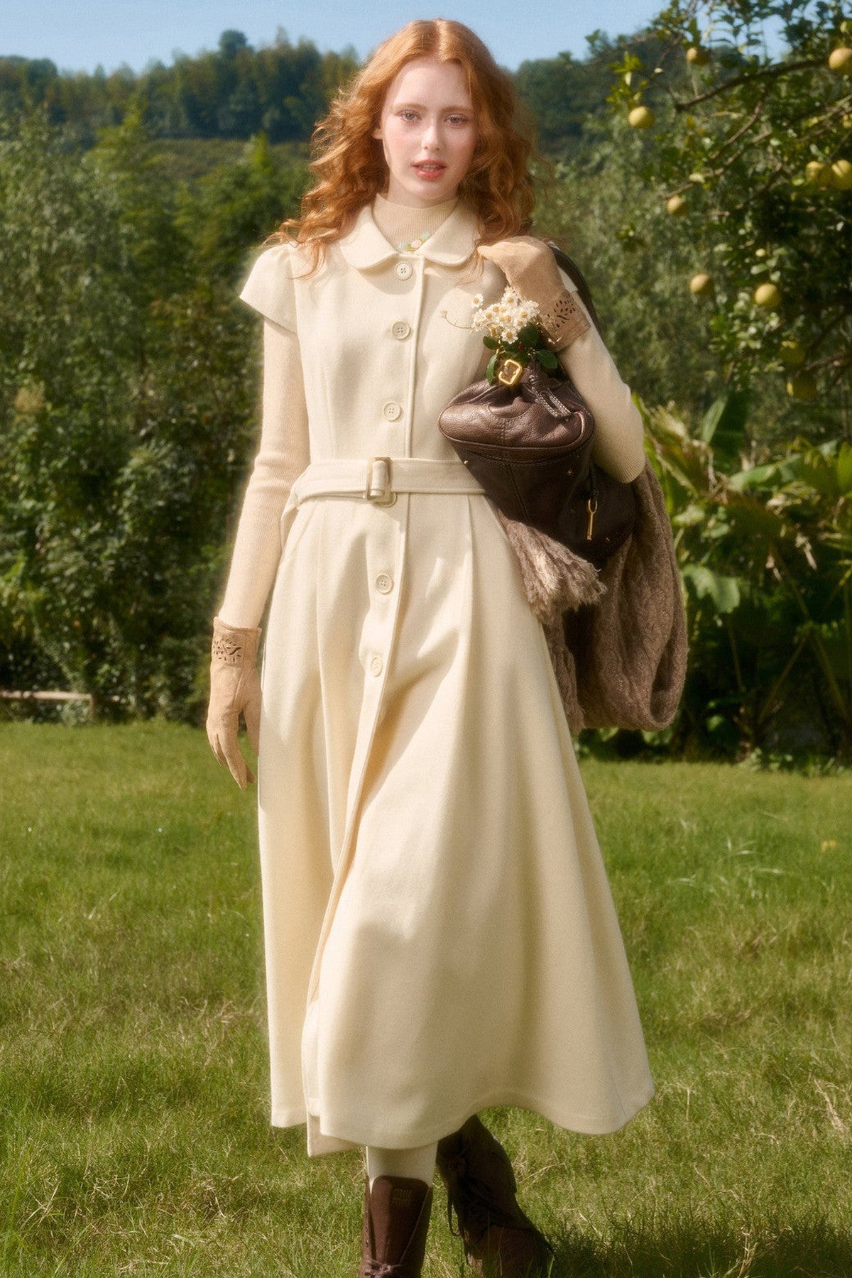 Retro-Wollkleid mit Bubikragen