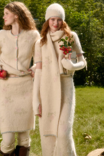 Soft Wool Knit Cardigan and Pants Set-Up